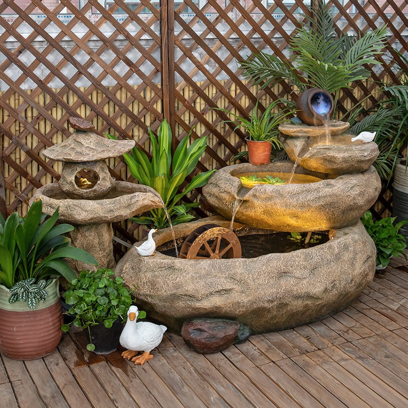 Aquarium Fish Pond - Fonte de Água para Varanda Externa,